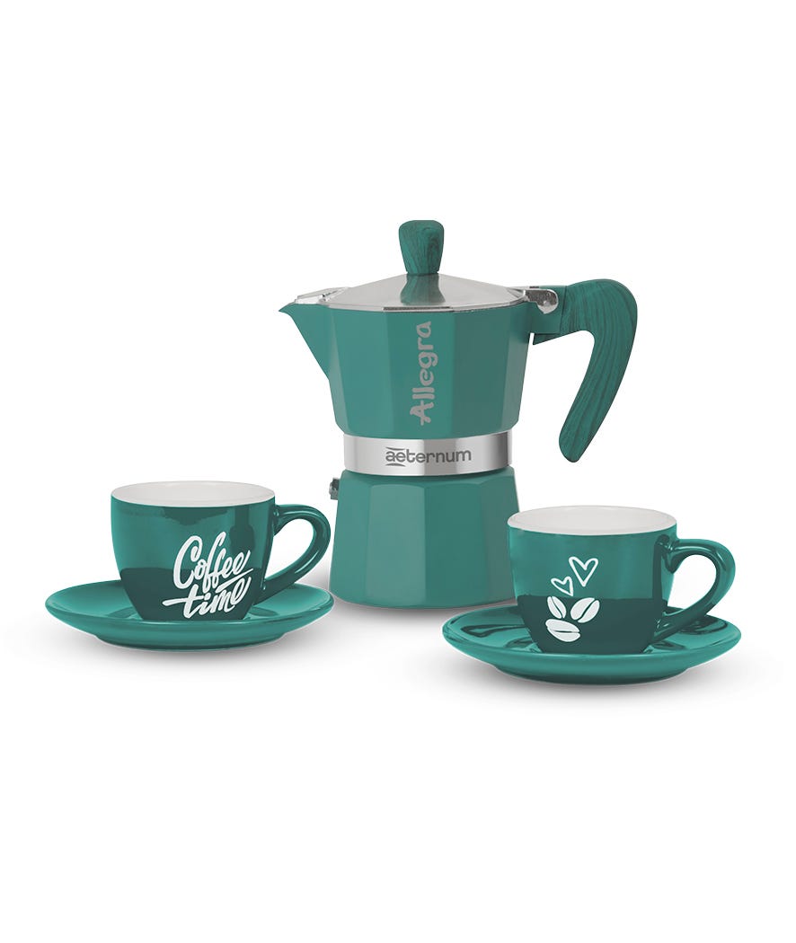 Set caffettiera +  2 tazzine 
