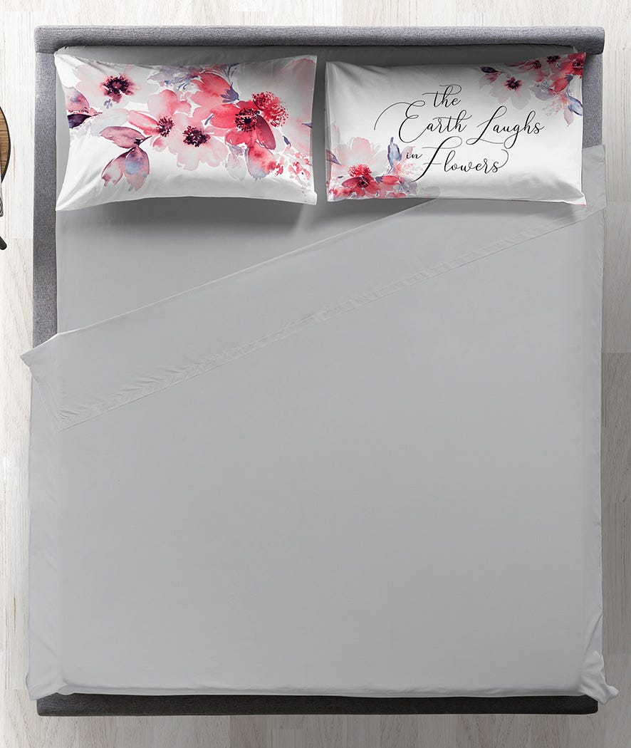 Completo letto matrimoniale digitale 100% cotone Watercolor Floral