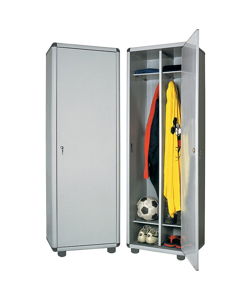 Armadio spogliatoio 2 scomparti in pvc 59x175x39 cm grigio