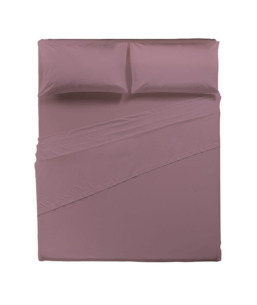 Atelier Completo letto matrimoniale in tessuto prelavato effetto lino tinta unita lilla