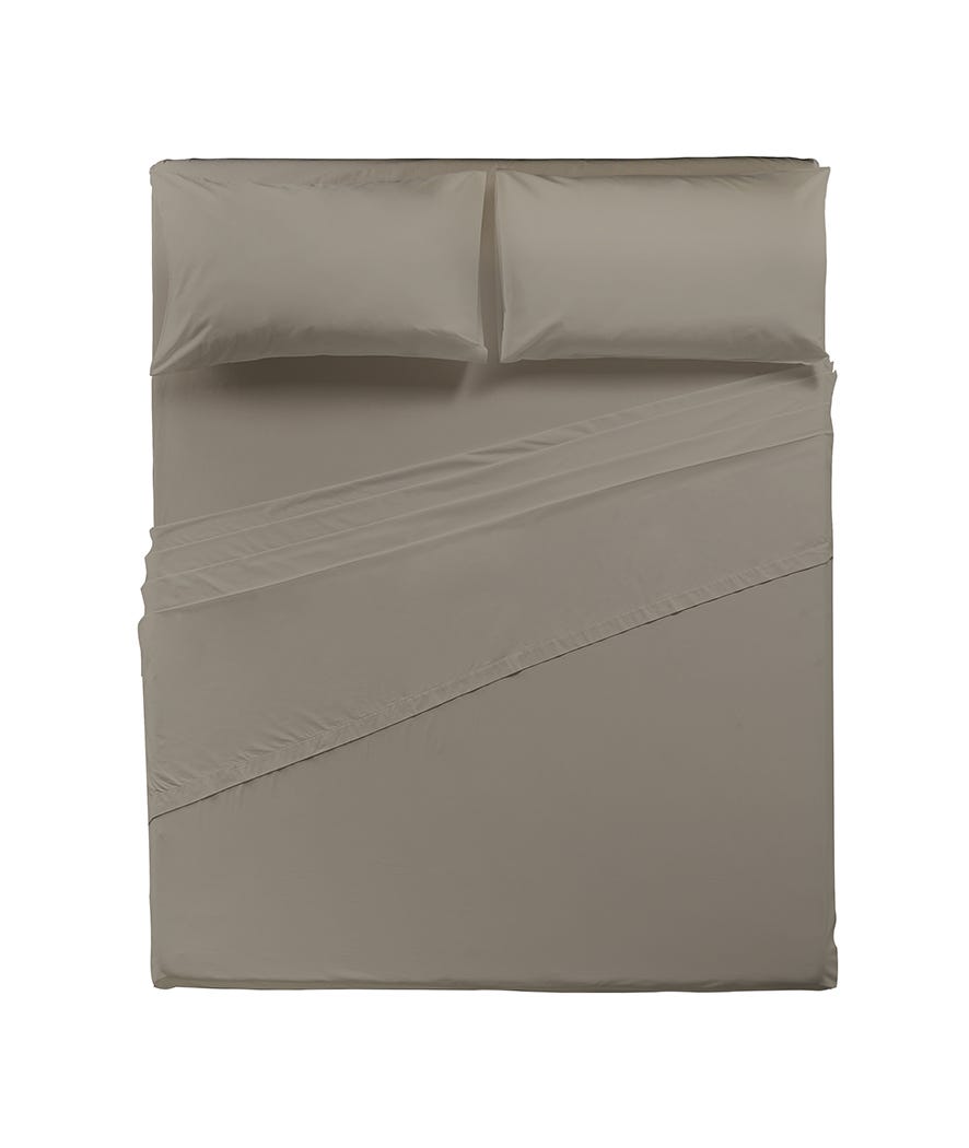 Atelier Completo letto matrimoniale in tessuto prelavato effetto lino tinta unita tortora