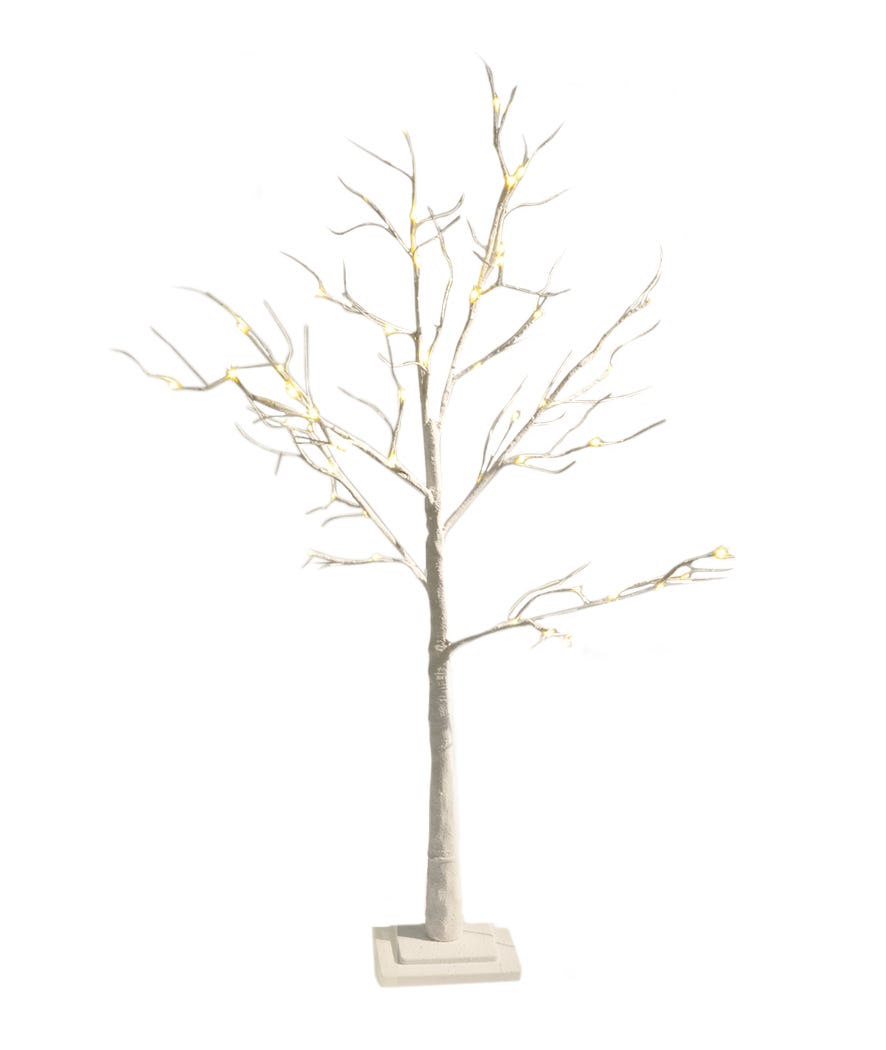 Albero innevato con luci bianco caldo bianco