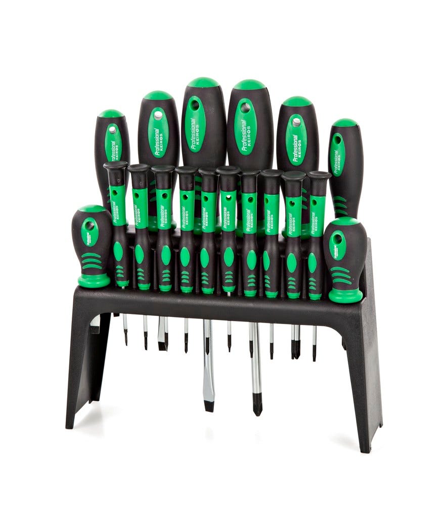 Set 18 cacciaviti con supporto verde