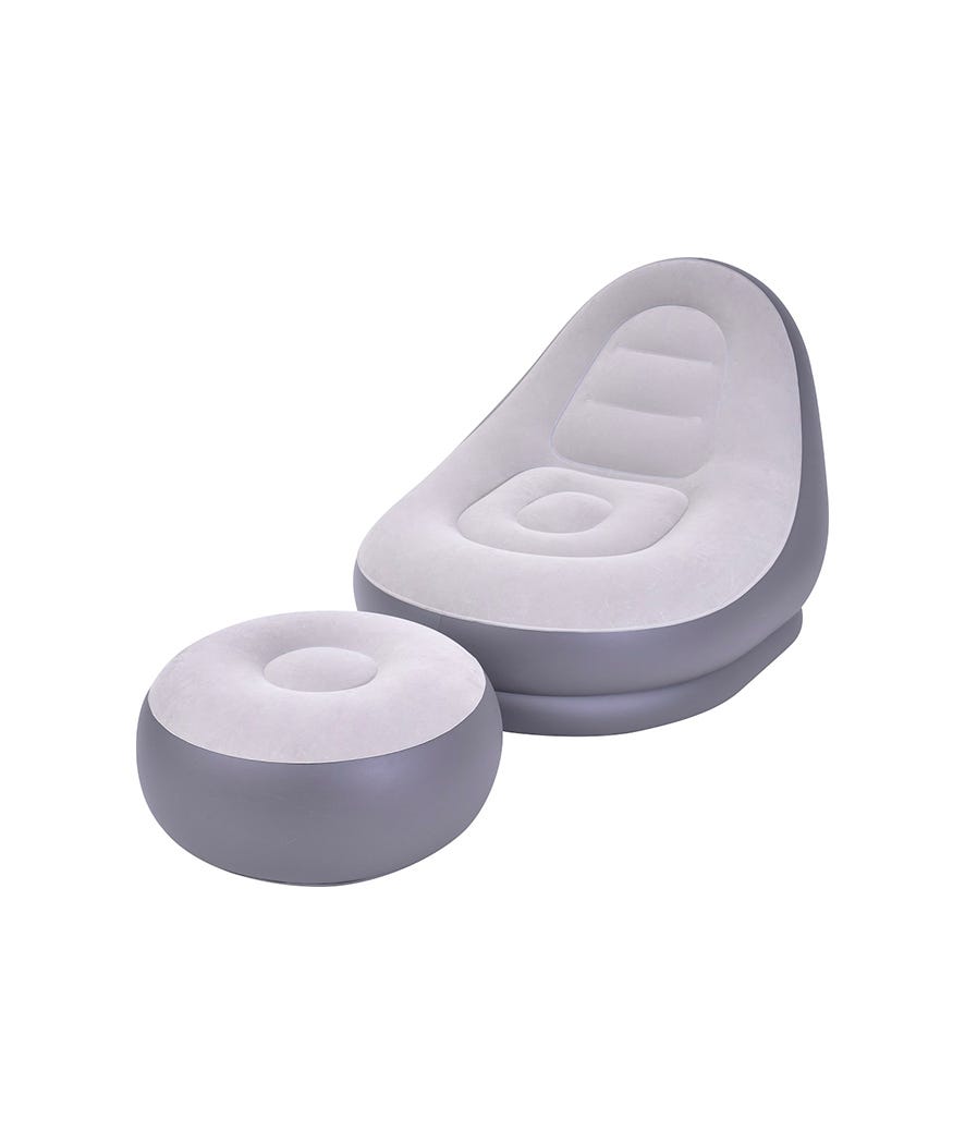 Lounge floccato deluxe con poggia piedi grigio