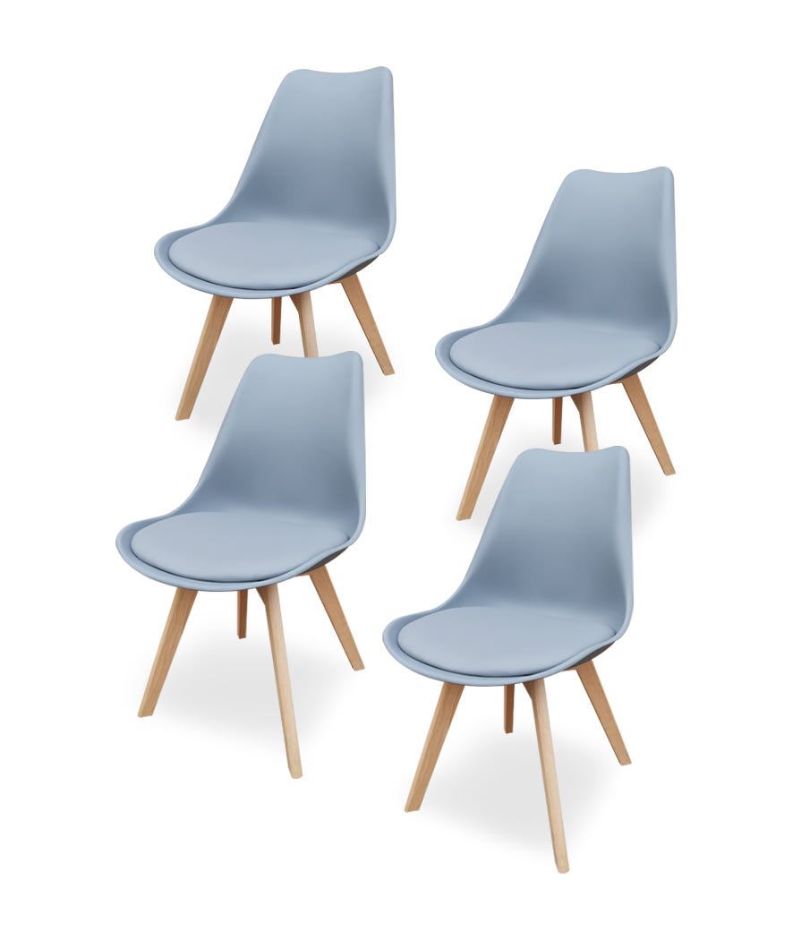 Set 4 sedie con gambe in legno