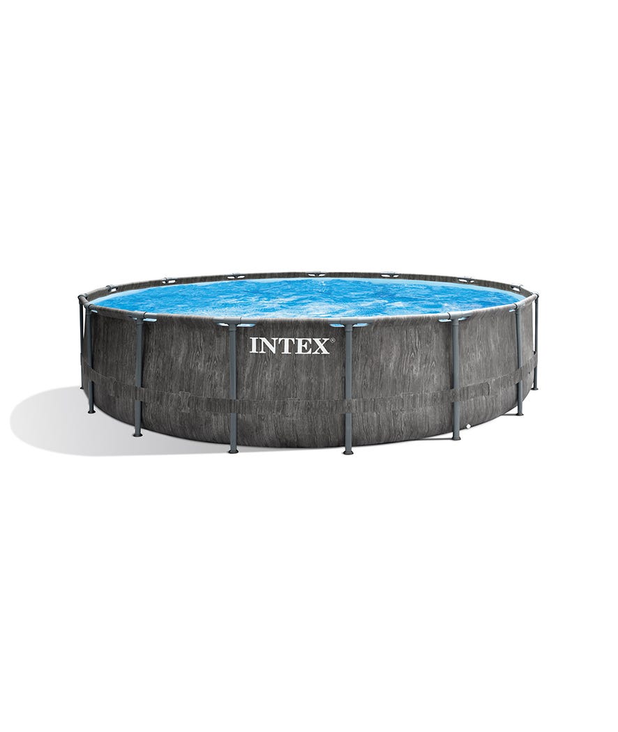 Piscina prism greywood 457x122 cm con pompa filtro scaletta telo base e telo copertura 26742 grigio