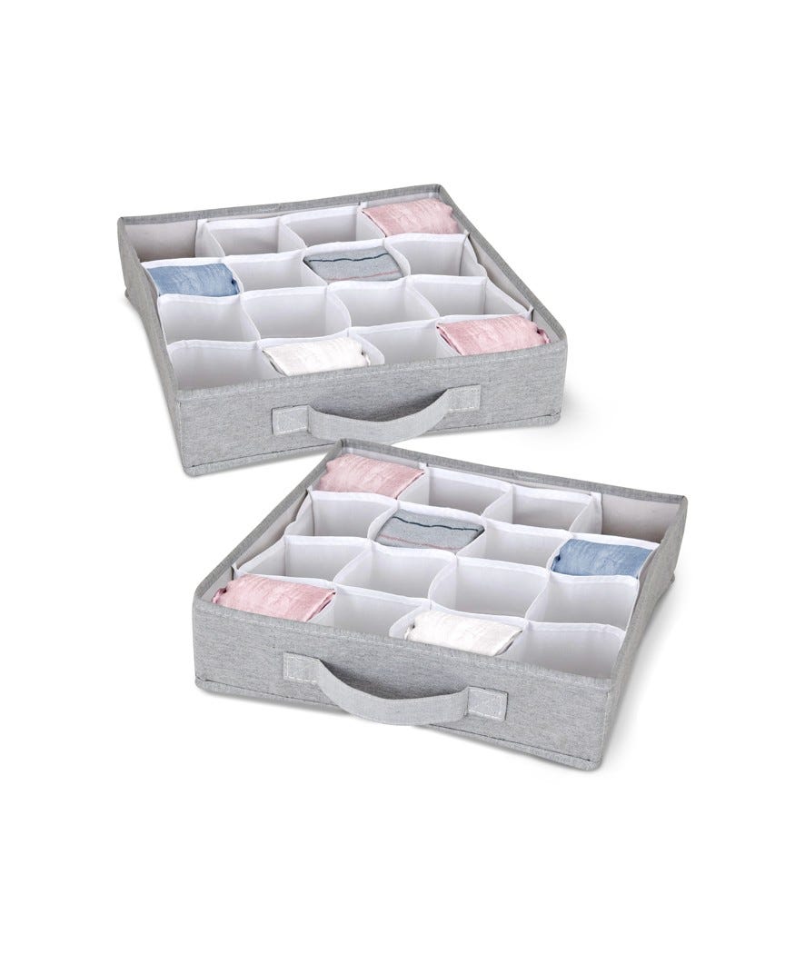 Set 2 separatori cassetti a 16 scomparti grigio chiaro