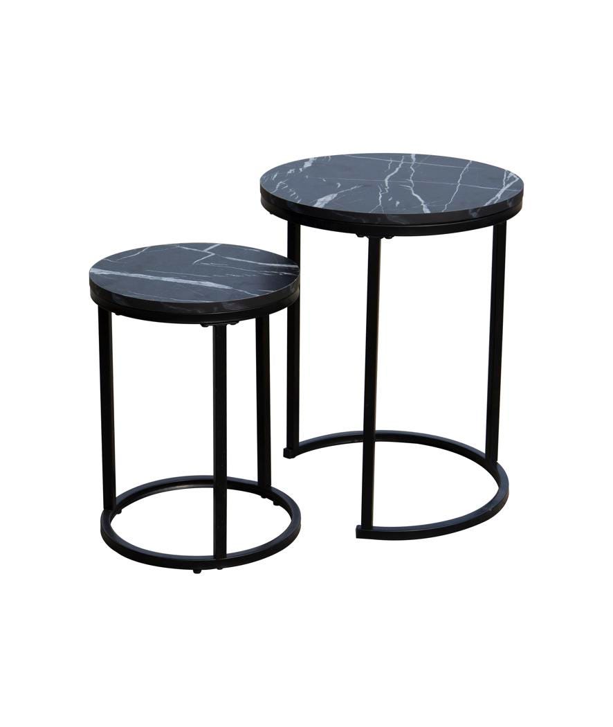 Set 2 tavolini rotondi effetto marmo