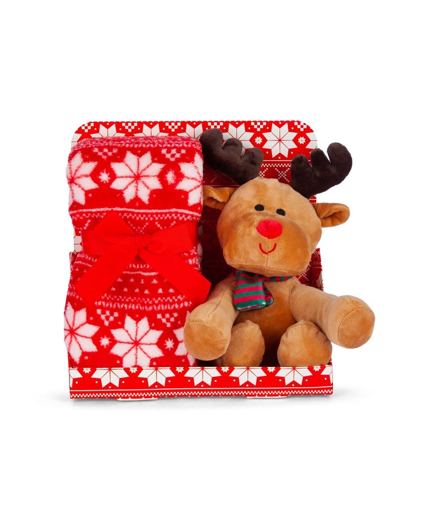 Set peluche con plaid stampato