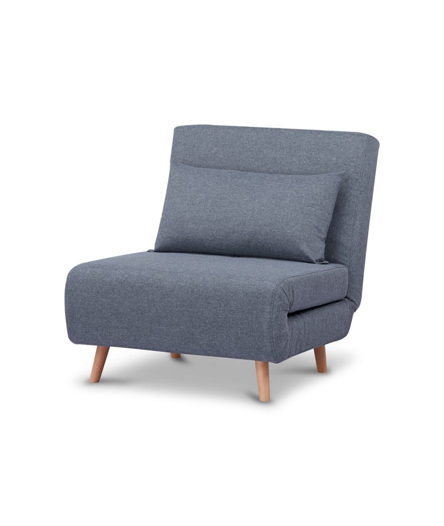 Poltrona letto con rivestimento in tessuto grigio