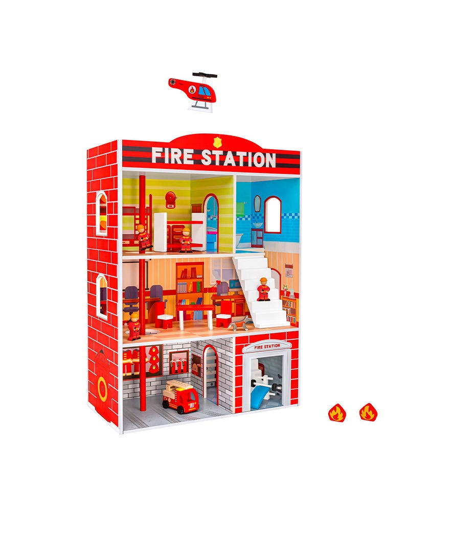 Stazione pompieri in legno multicolor