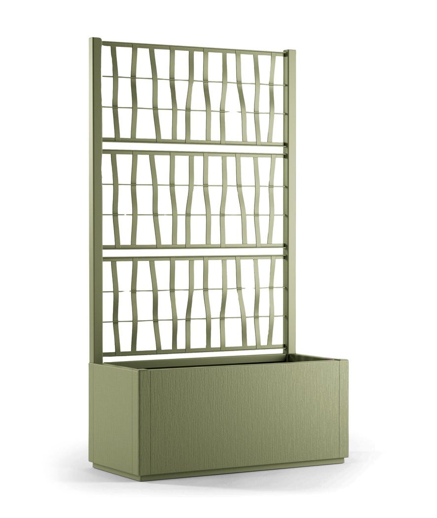 Fiorera rettangolare con spalliera verde oliva