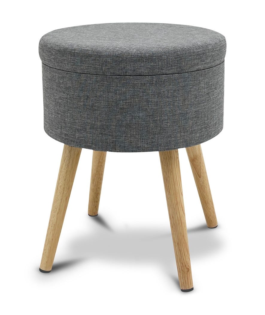 Sgabello contenitore in tessuto grigio