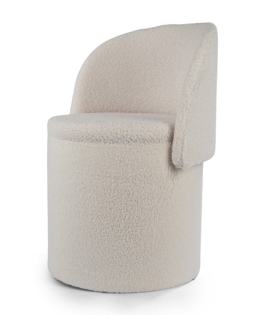 Pouf contenitore con schienale richiudibile bianco