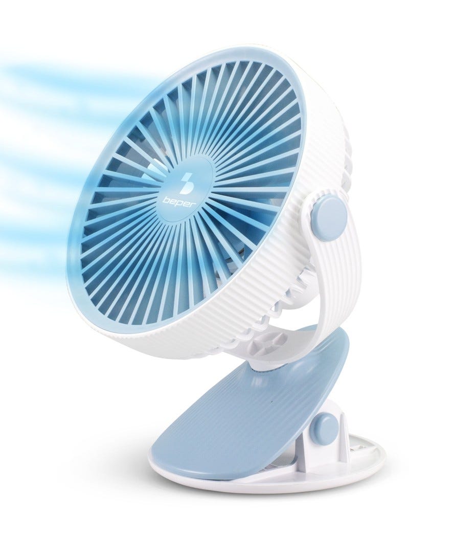 Mini ventilatore clip ricaricabile bianco