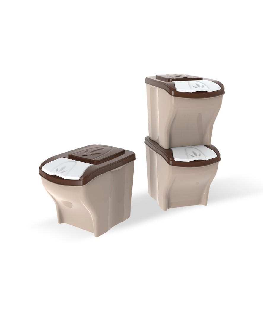 Contenitore Poker PET SET 3 x 20 litri beige