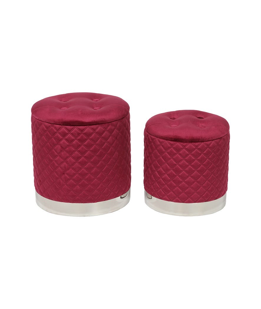 Set 2 pouf tondi in velluto