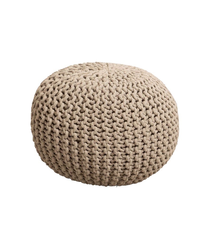 Pouf tondo con lavorazione a maglia