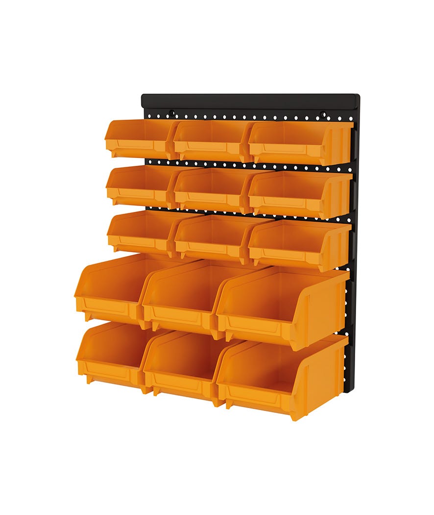 Pannello portautensili 9 contenitori arancione