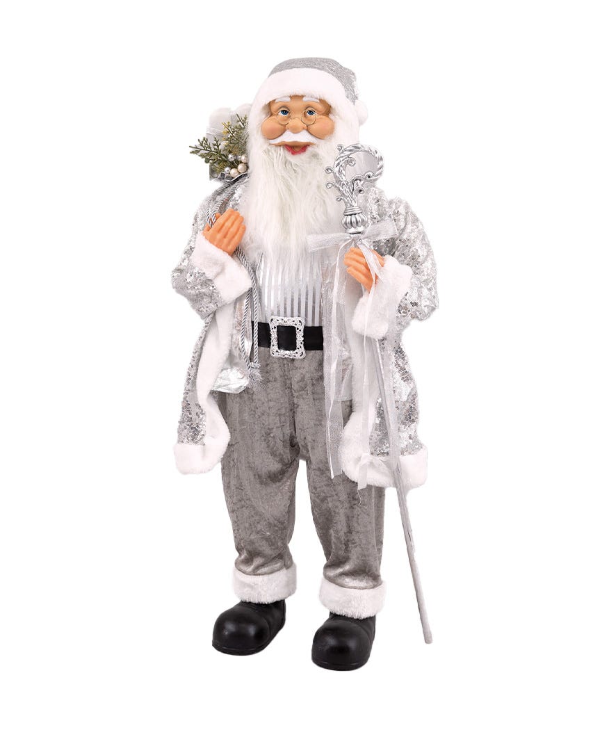 Babbo Natale argento 90 cm argento