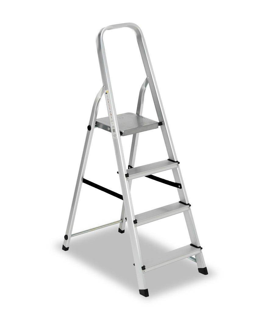 Scala in alluminio con 4 gradini silver