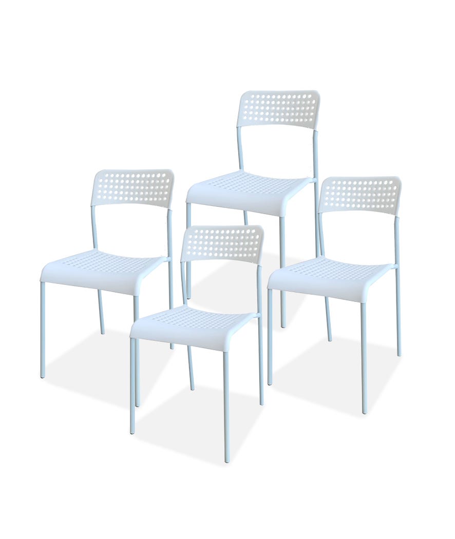 Set 4 sedie in plastica bianco
