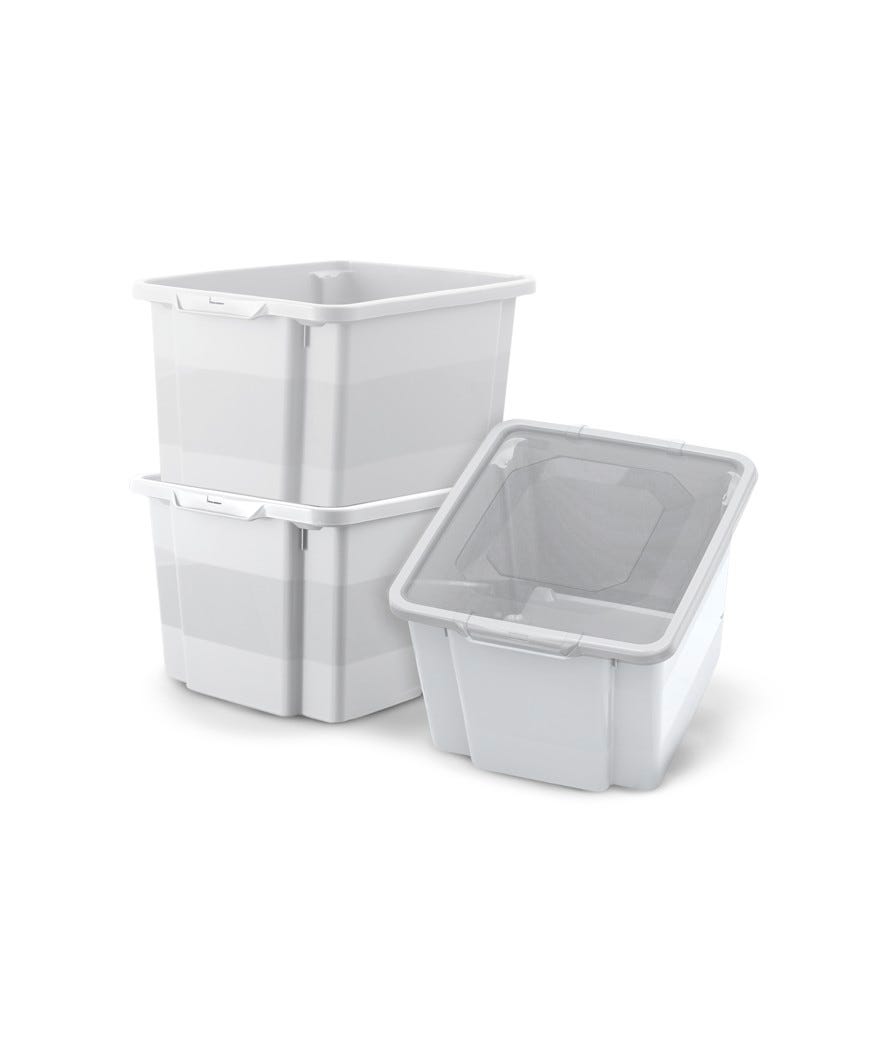 Set 3 contenitori in plastica sovrapponibili