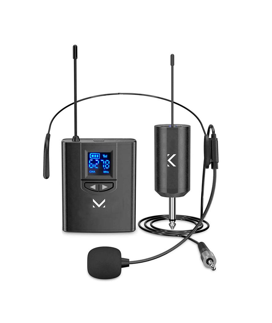 Microfono ad archetto wireless UHF nero