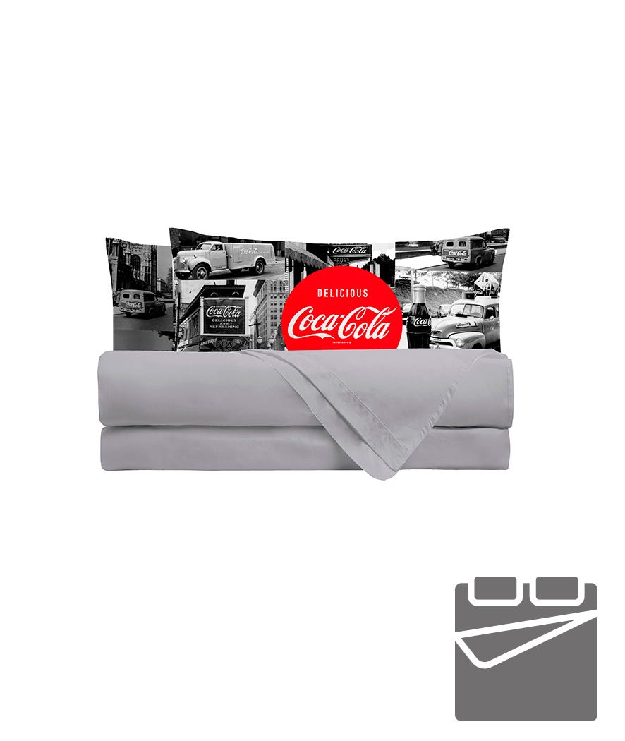 Completo letto matrimoniale con federe Coca Cola