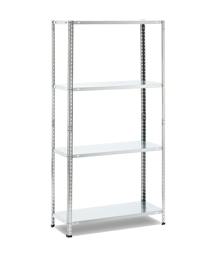 Scaffale in metallo 4 ripiani grigio