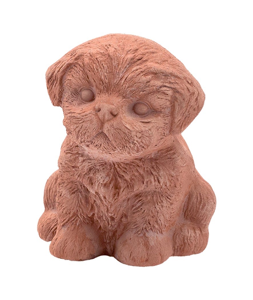 Decorazione in terracotta cucciolo barboncino galestro terracotta
