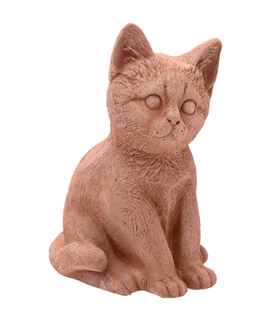 Decorazione in terracotta gatto seduto galestro terracotta