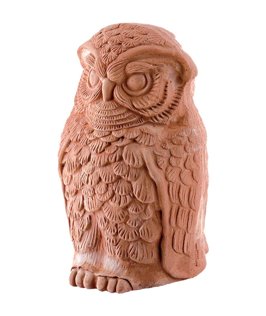 Decorazione in terracotta gufo bombolone galestro terracotta