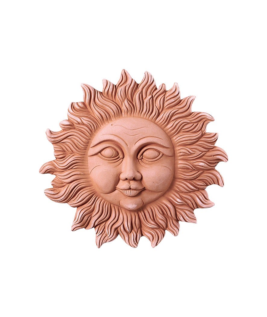 Decorazione in terracotta sole splendente terracotta