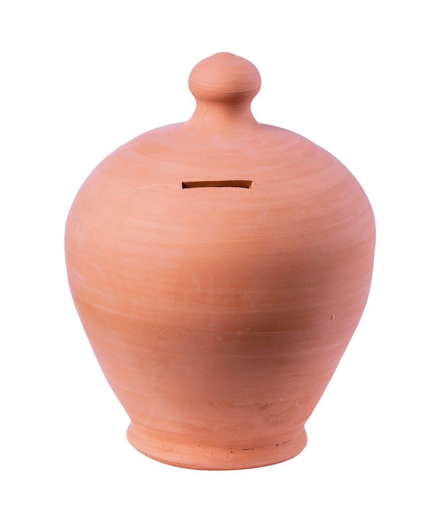 Salvadanaio in terracotta terracotta