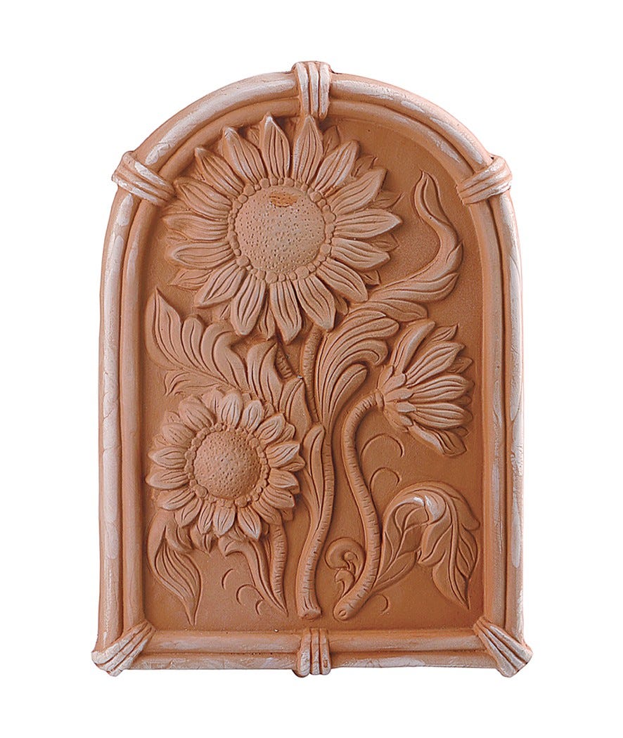 Decorazione in terracotta pannello girasole terracotta