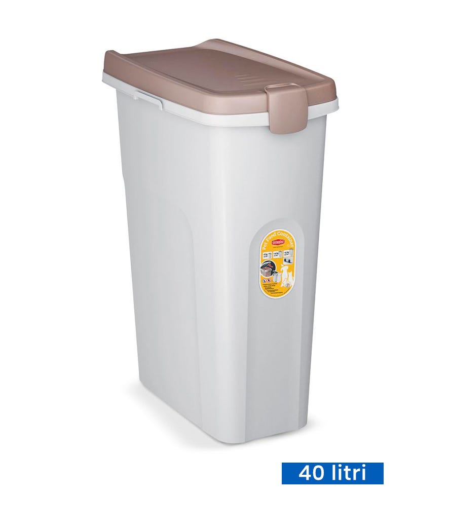 Contenitore con ruote in plastica per crocchette o biscotti 40 L bicolor