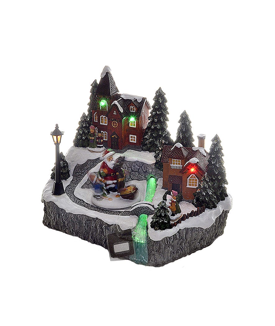 Paesaggio di babbo natale con luci e musica multicolor