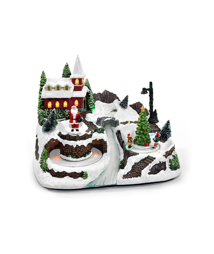 Paesaggio di babbo natale con luci led multicolor
