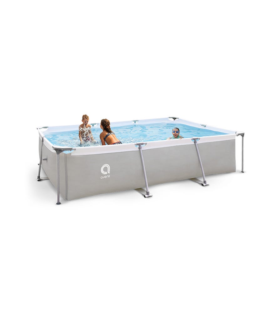 Piscina rettangolare con struttura grigio
